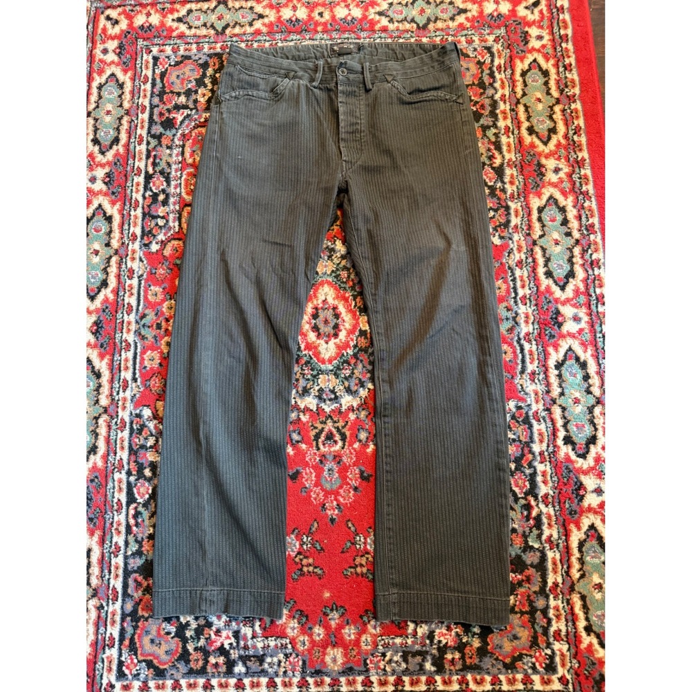 RRL Ralph Lauren Western Herringbone Buckleback Pants Grey Black 34x32 Cotton